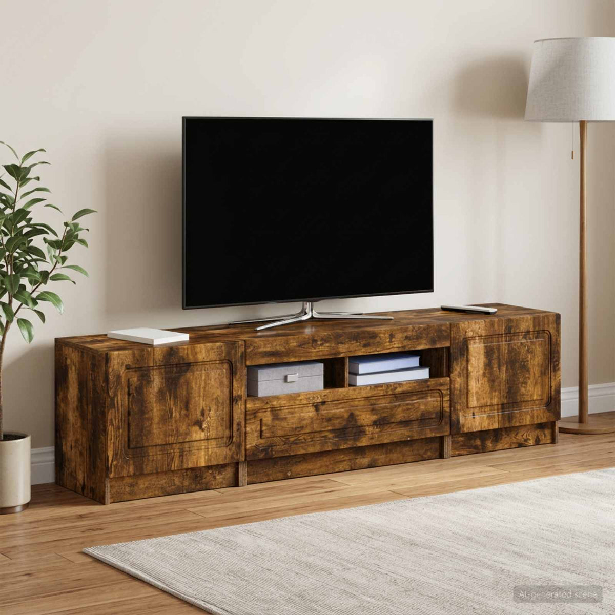 LED TV Cabinet UTRECHT 3 pcs Engineered Wood Smoked oak 81 cm