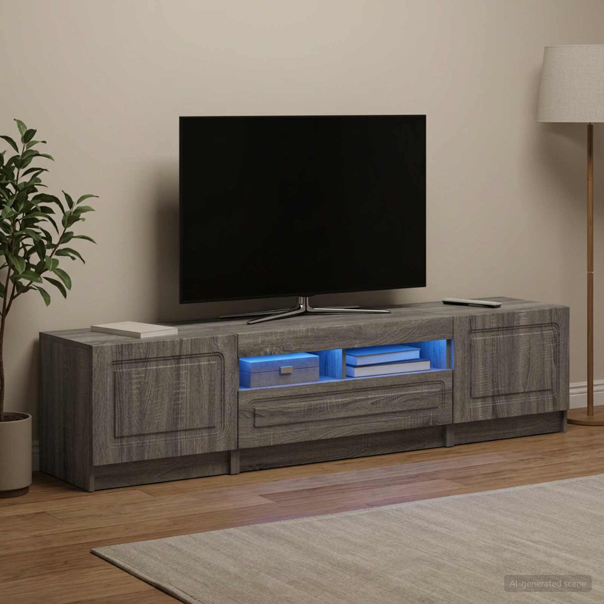 LED TV Cabinet UTRECHT 3 pcs Engineered Wood Grey sonoma 81 cm