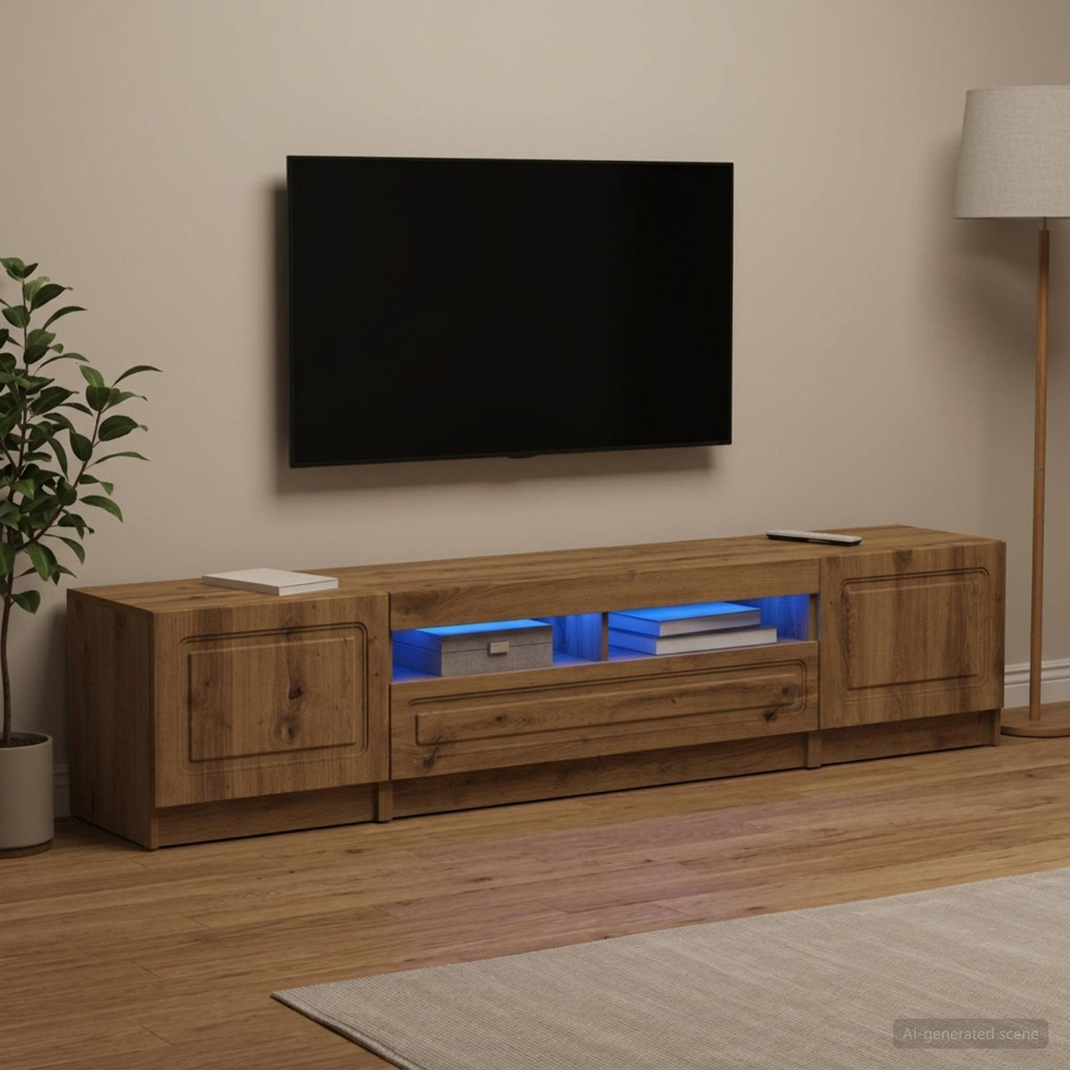 LED TV Cabinet UTRECHT 3 pcs Engineered Wood Artisan oak 100 cm