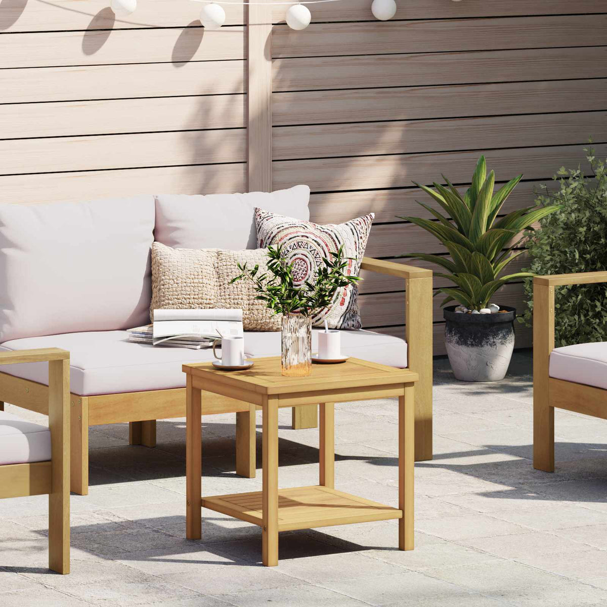 vidaXL Side Table Oil Natural Solid Acacia Wood
