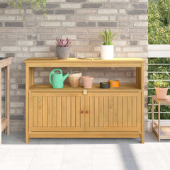 Garden Console Table Solid Wood Acacia Light acacia 110 x 35 x 75 cm