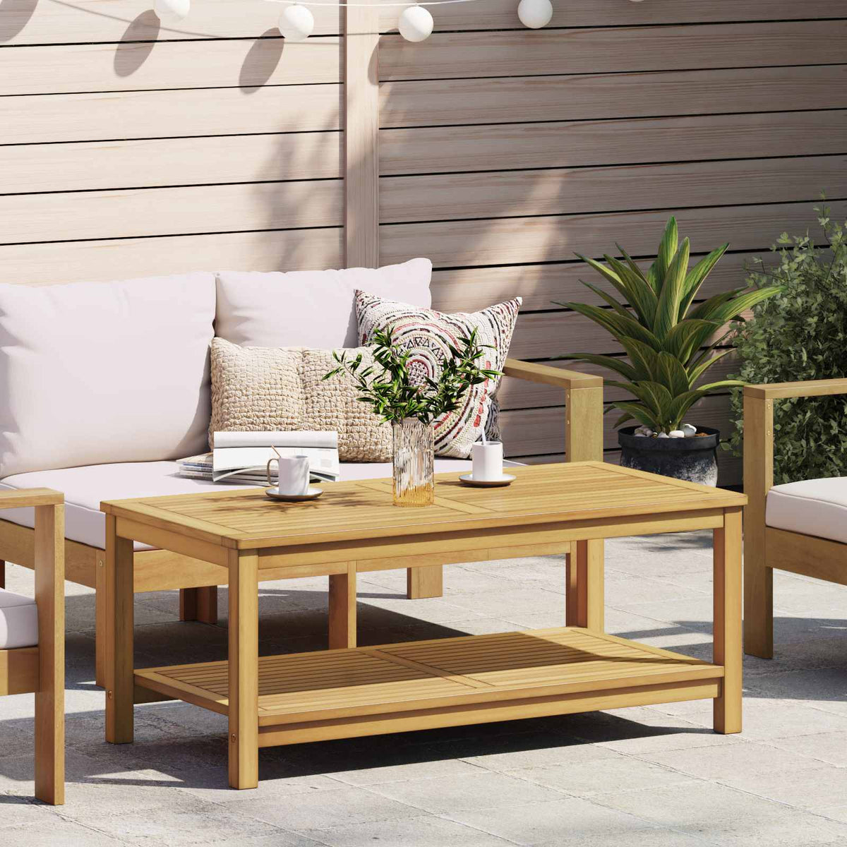 vidaXL Side Table Oil Natural Solid Acacia Wood