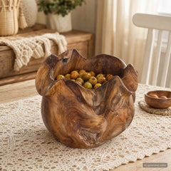 vidaXL Fruit Bowl JEPARA Teak Brown Ø 35 cm Solid Teak Wood 1
