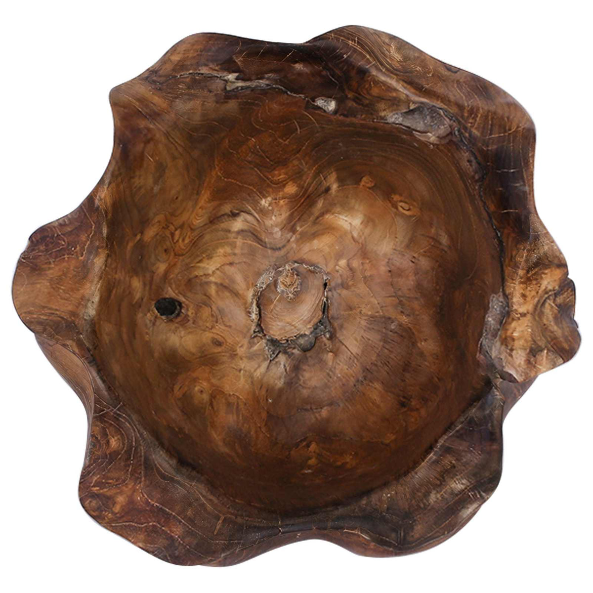 vidaXL Fruit Bowl JEPARA Teak Brown Ø 35 cm Solid Teak Wood 4