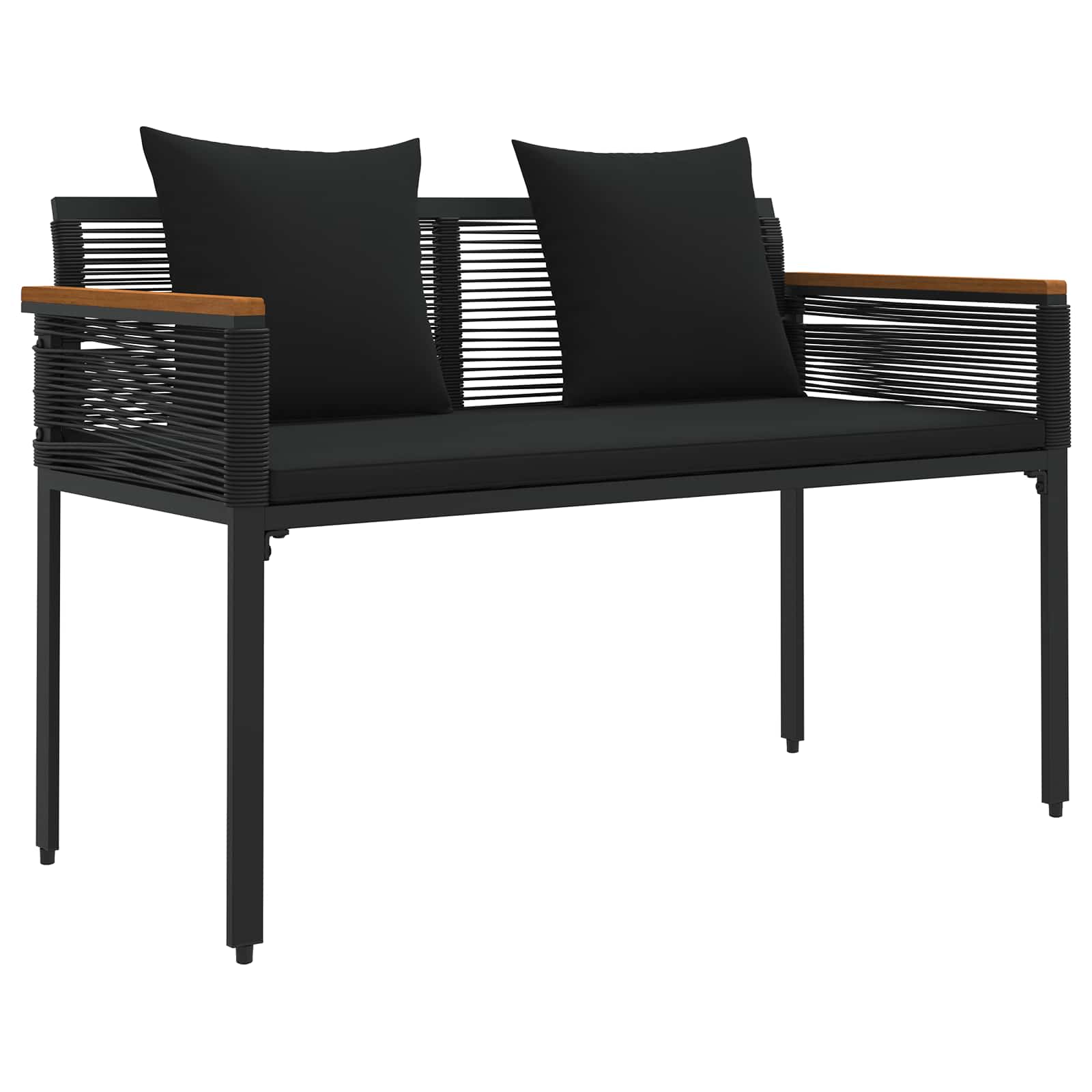 vidaXL Outdoor Bench 2 -Seater 117 x 54 x 74.5 cm Poly Rattan Black 2