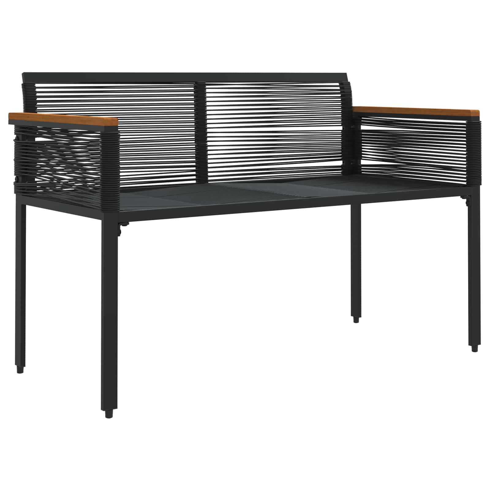 vidaXL Outdoor Bench 2 -Seater 117 x 54 x 74.5 cm Poly Rattan Black 4