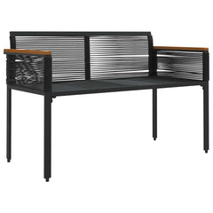 vidaXL Outdoor Bench 2 -Seater 117 x 54 x 74.5 cm Poly Rattan Black 4