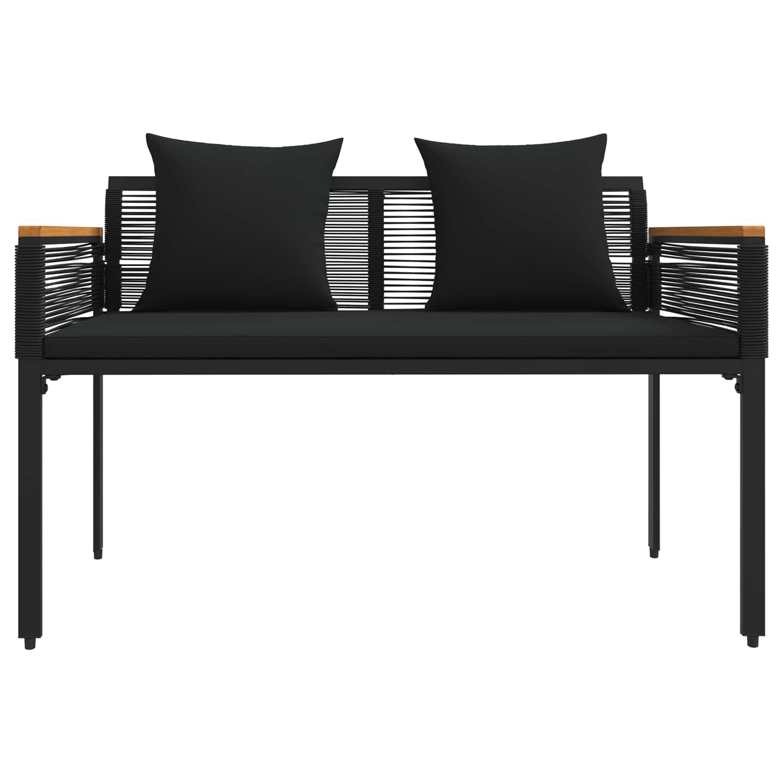 vidaXL Outdoor Bench 2 -Seater 117 x 54 x 74.5 cm Poly Rattan Black 5