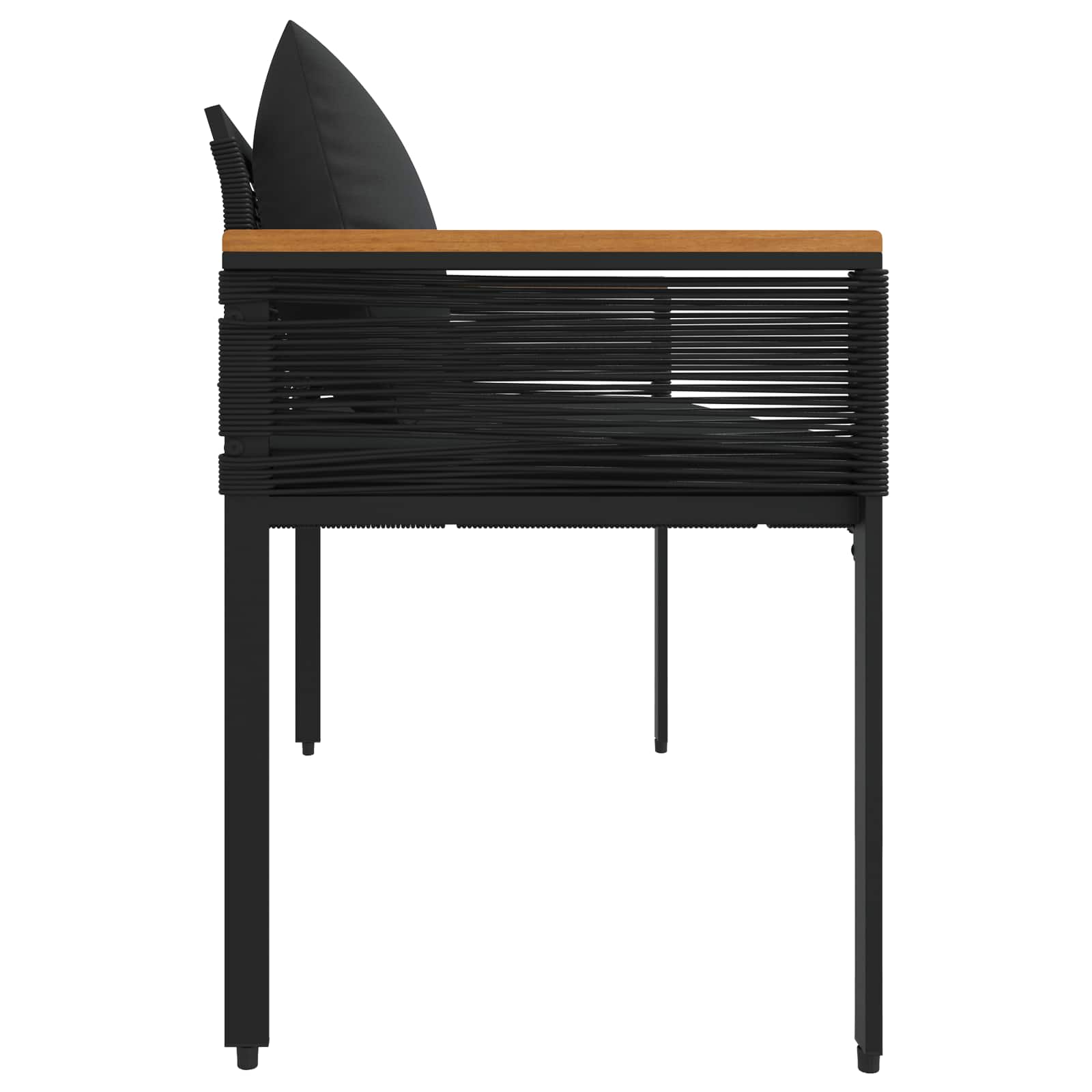 vidaXL Outdoor Bench 2 -Seater 117 x 54 x 74.5 cm Poly Rattan Black 6
