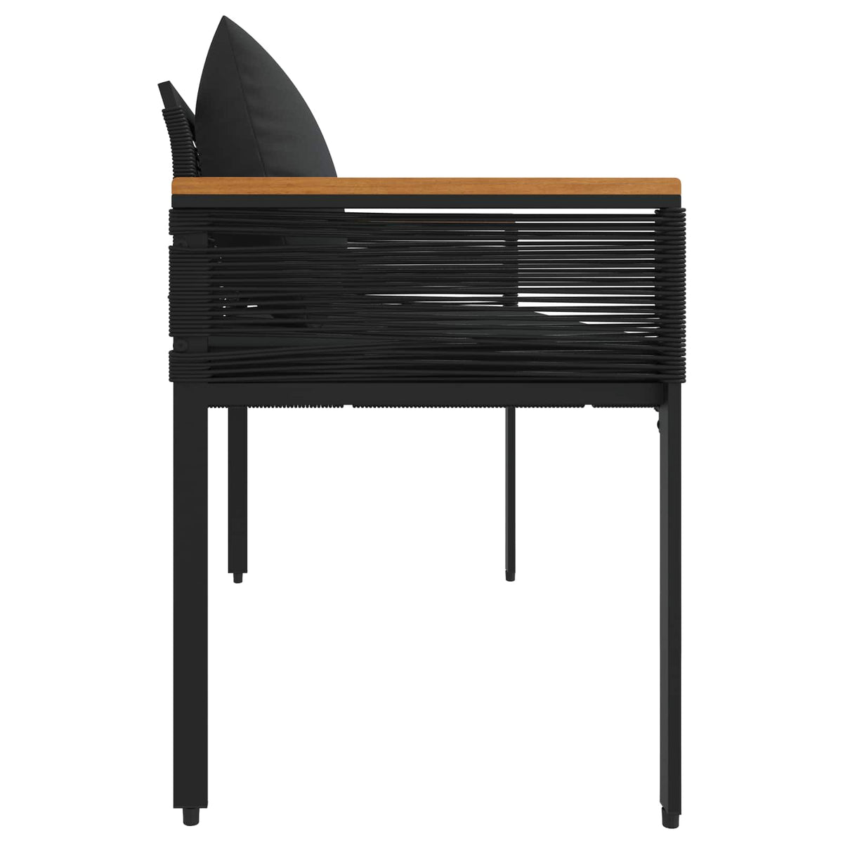 Outdoor Bench 2 -Seater 117 x 54 x 74.5 cm Poly Rattan Black