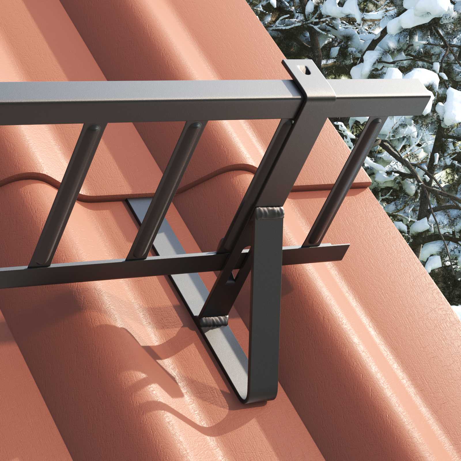 vidaXL Snow Guard Support 6 pcs Black 29.5 x 3 x 34.5 cm Steel 3