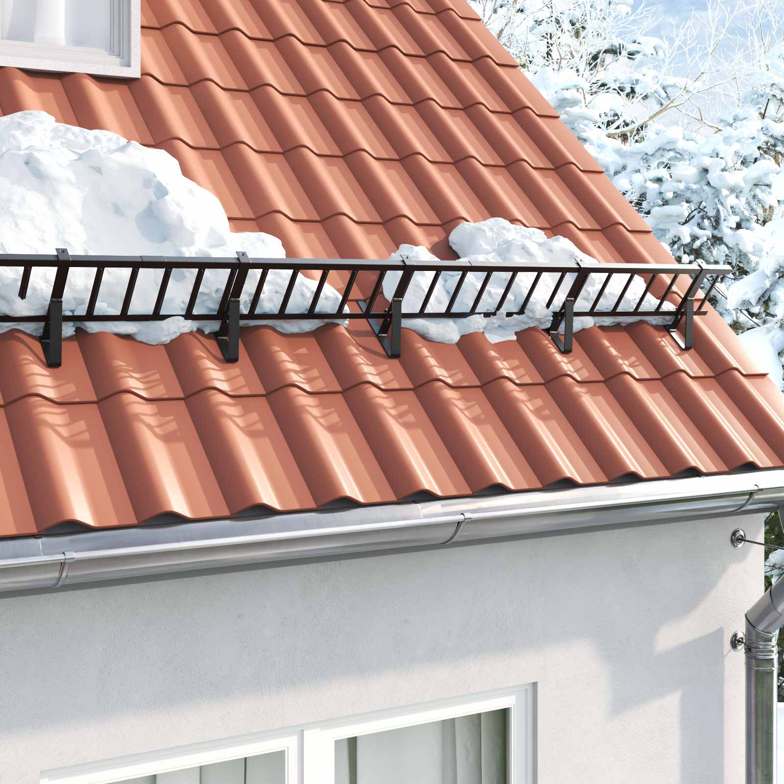 vidaXL Snow Guard Support 6 pcs Black 29.5 x 3 x 34.5 cm Steel 1