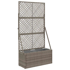vidaXL Garden Planter with Trellis Grey 70 x 30 x 135 cm Poly Rattan 2