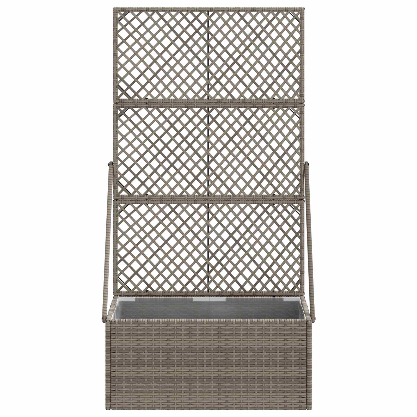 vidaXL Garden Planter with Trellis Grey 70 x 30 x 135 cm Poly Rattan 4