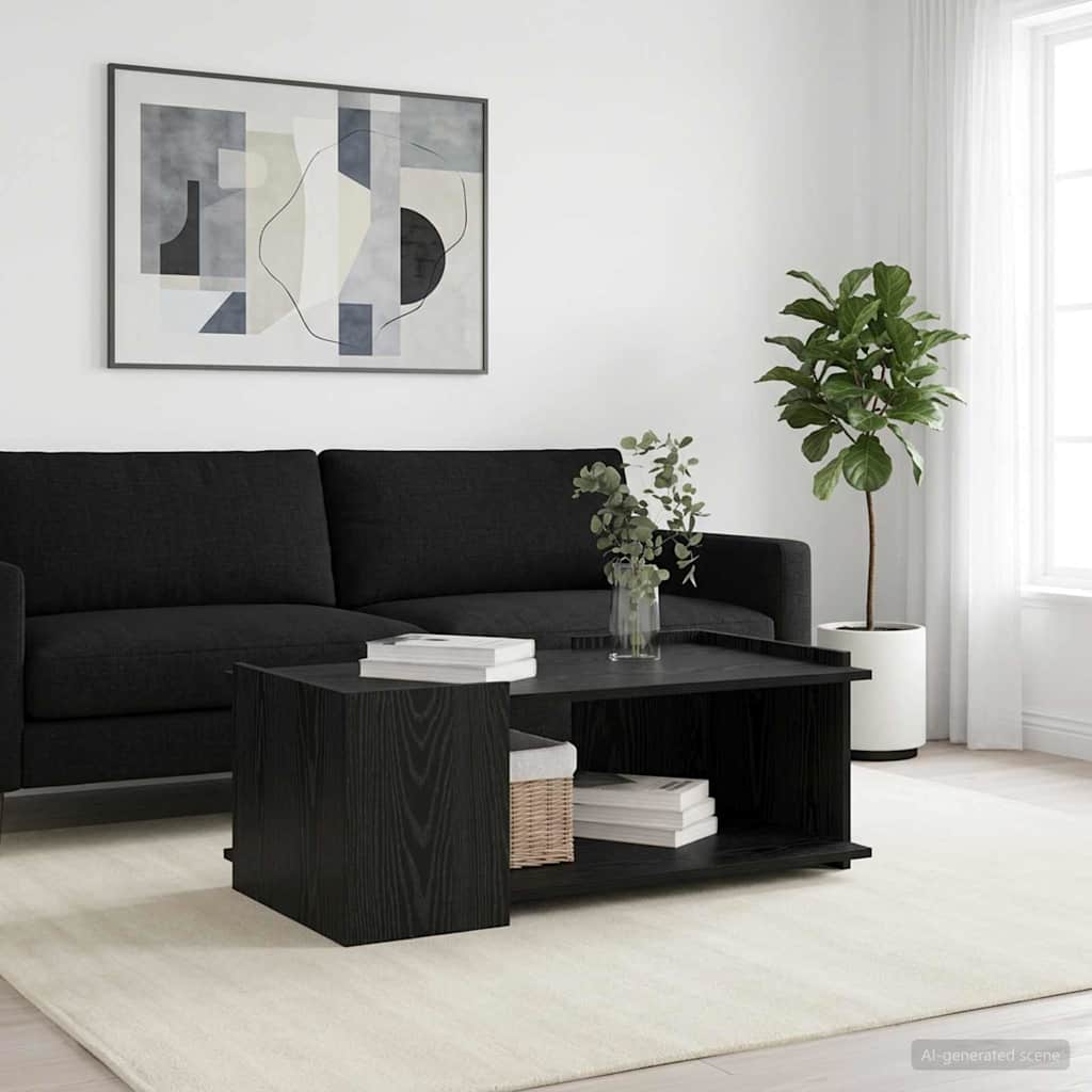 vidaXL Coffee Table Black Oak 90 x 50 x 33 cm Engineered Wood 4