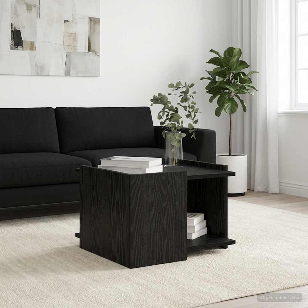 vidaXL Coffee Table Black Oak 50.5 x 50 x 33 cm Engineered Wood 1