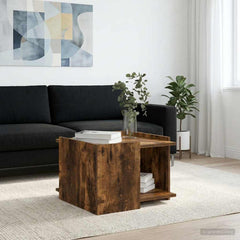 vidaXL Coffee Table Smoked Oak 50.5 x 50 x 33 cm Engineered Wood 4