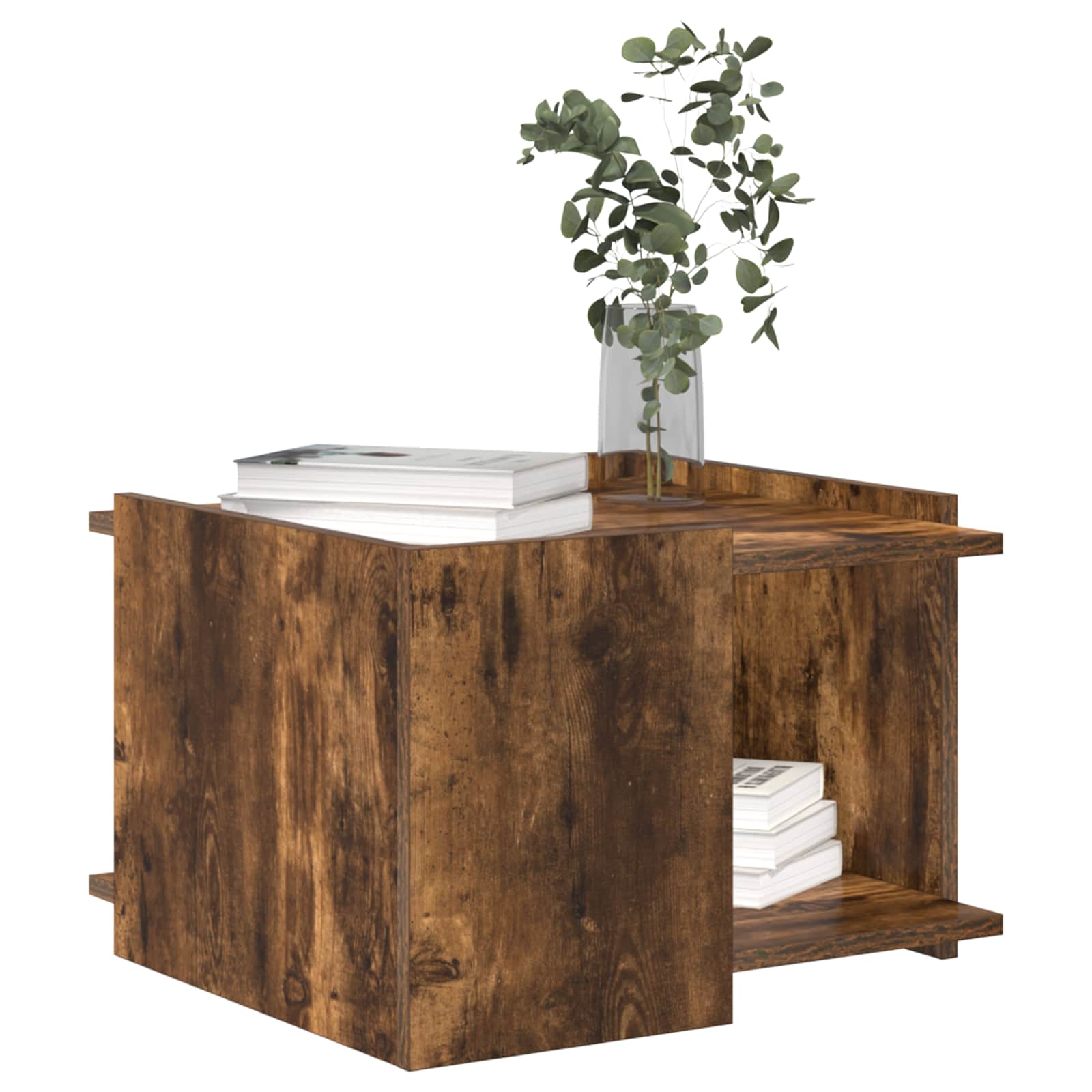 vidaXL Coffee Table Smoked Oak 50.5 x 50 x 33 cm Engineered Wood 3