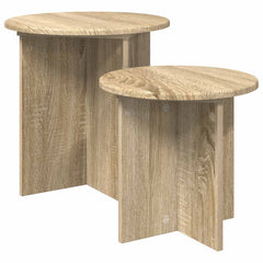 vidaXL Side Table Set 2 pcs Sonoma Oak Ø 45 x 45 cm Engineered Wood 2