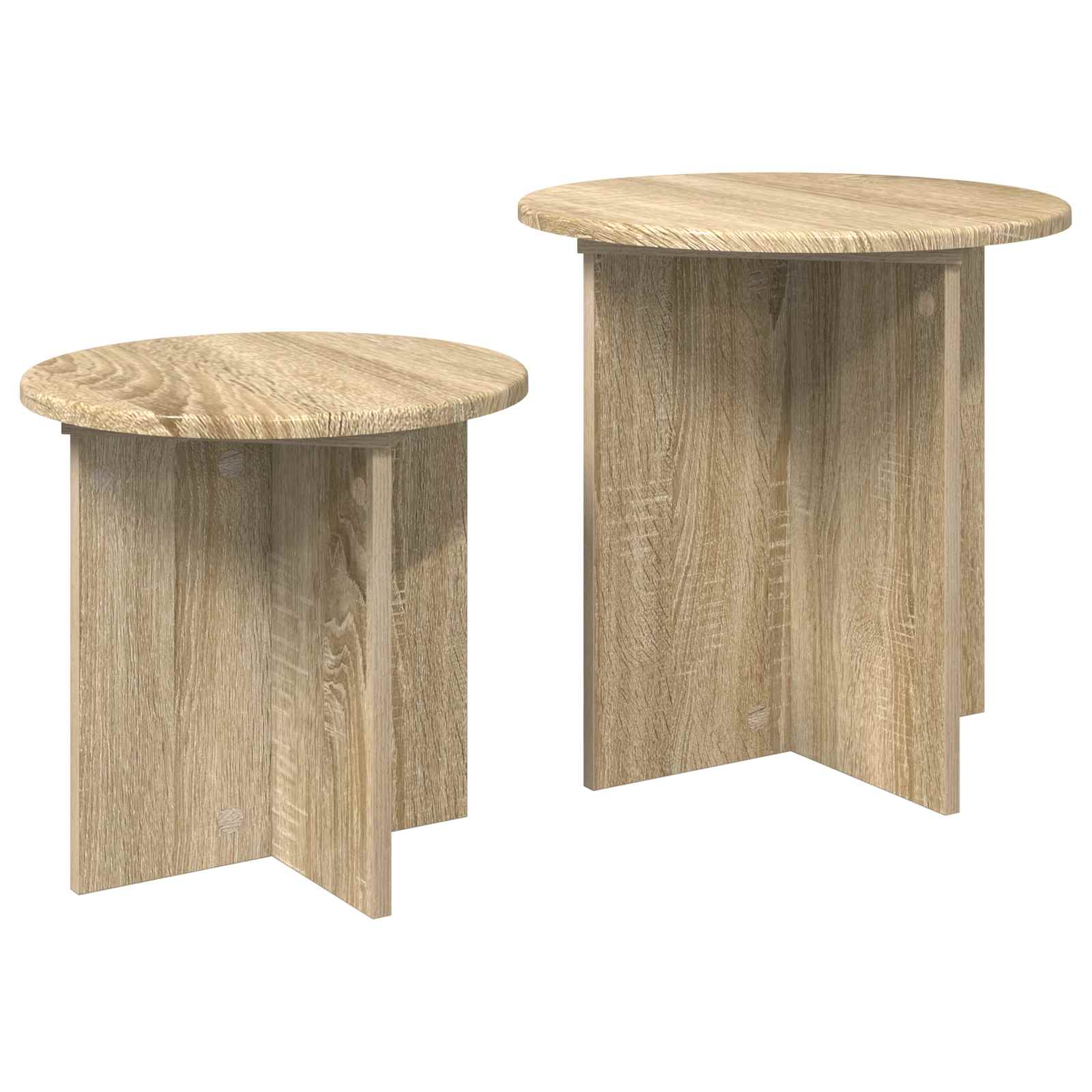 vidaXL Side Table Set 2 pcs Sonoma Oak Ø 45 x 45 cm Engineered Wood 5