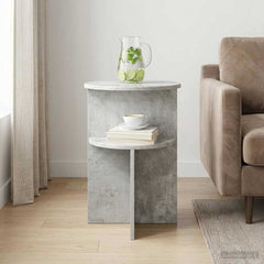 vidaXL Side Table Concrete Grey Ø 39.5 x 55 cm Engineered Wood 1