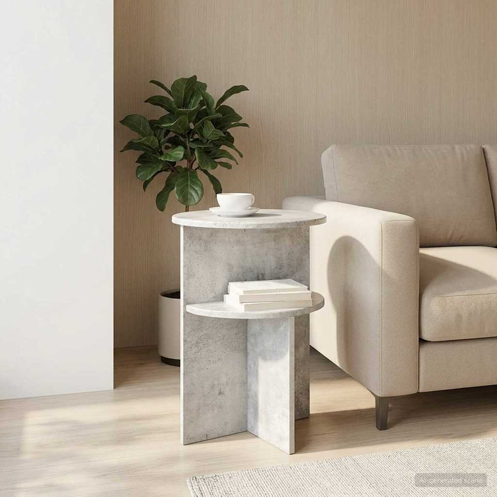 vidaXL Side Table Concrete Grey Ø 39.5 x 55 cm Engineered Wood 4