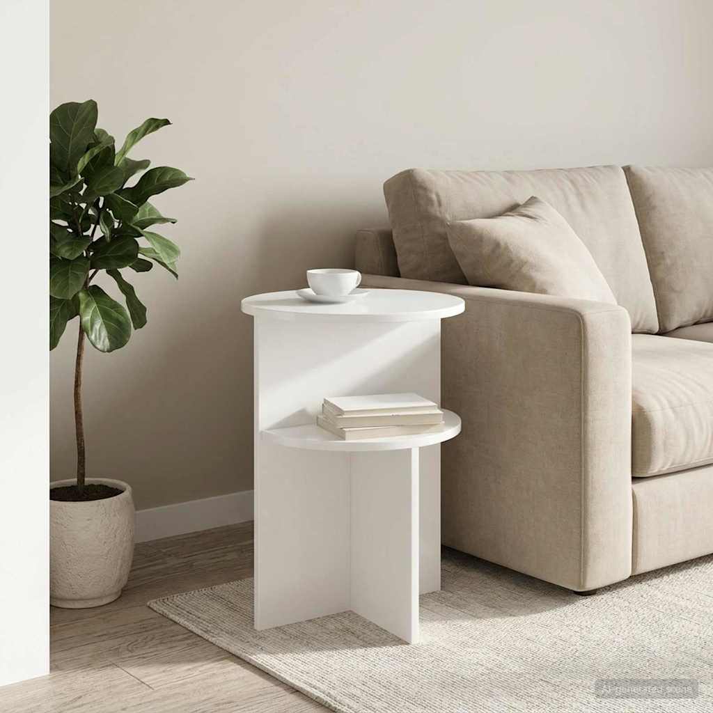 vidaXL Side Table High Gloss White Ø 39.5 x 55 cm Engineered Wood 4