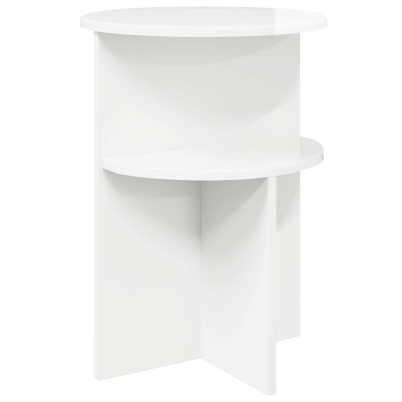 vidaXL Side Table High Gloss White Ø 39.5 x 55 cm Engineered Wood 2