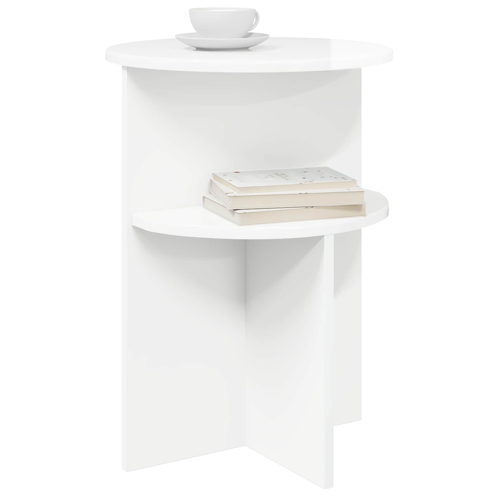 vidaXL Side Table High Gloss White Ø 39.5 x 55 cm Engineered Wood 3