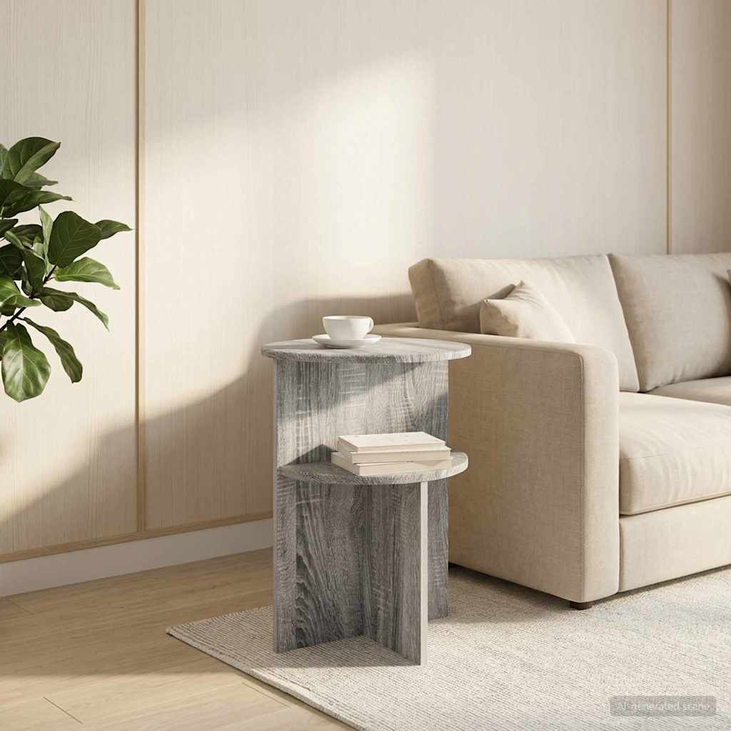 vidaXL Side Table Grey Sonoma Ø 39.5 x 55 cm Engineered Wood 1