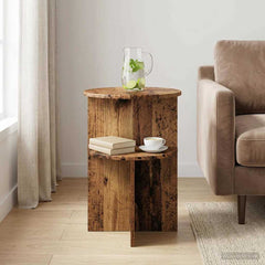 vidaXL Side Table with Storage Old Wood Ø 39.5 x 55 cm Engineered Wood 1