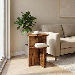 vidaXL Side Table with Storage Old Wood Ø 39.5 x 55 cm Engineered Wood 4
