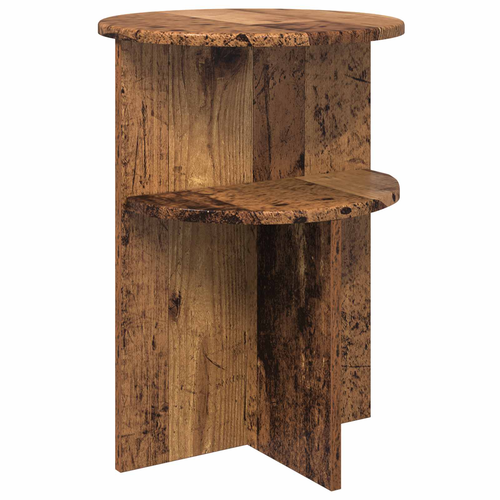 vidaXL Side Table with Storage Old Wood Ø 39.5 x 55 cm Engineered Wood 2