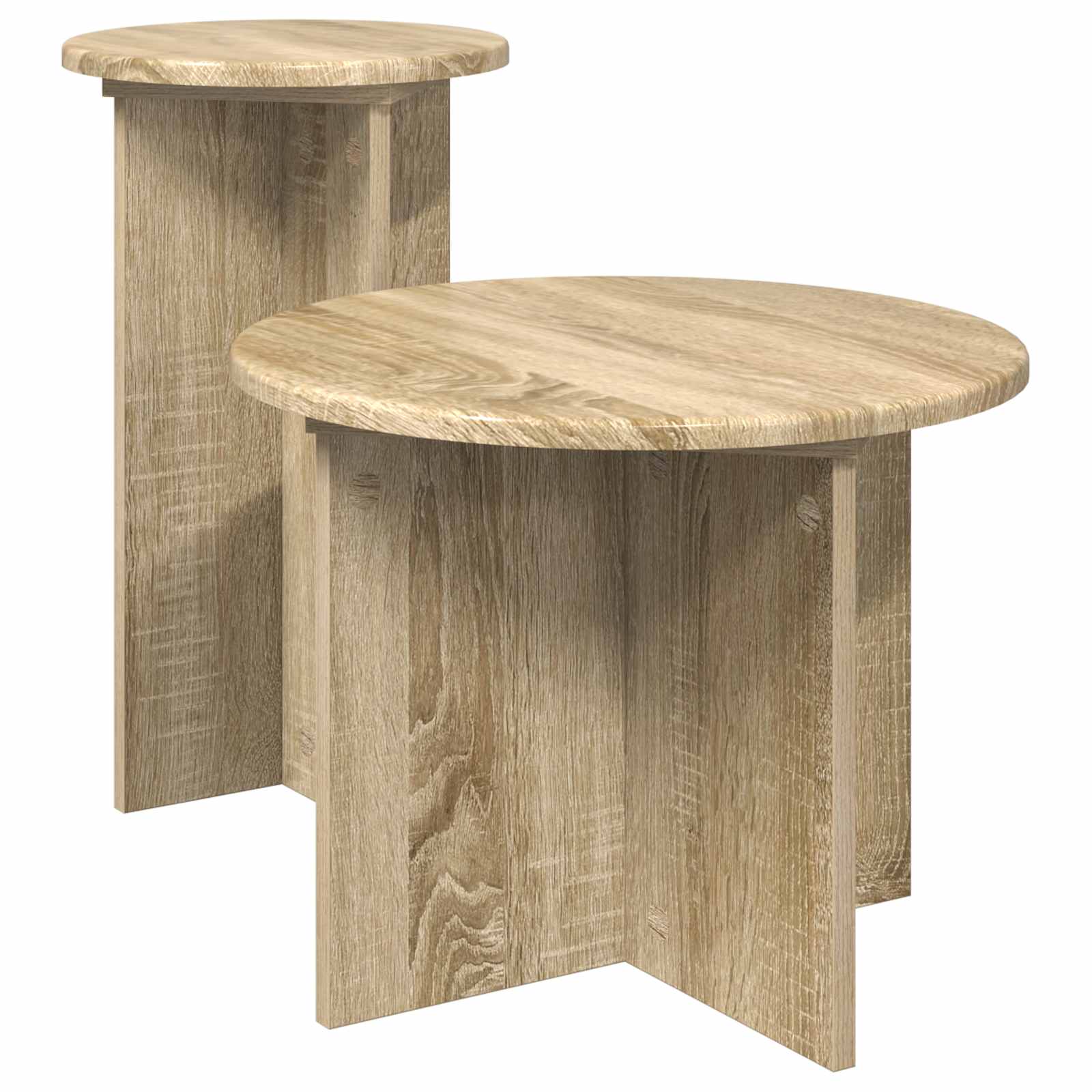 vidaXL Side Table Set 2 pcs Sonoma Oak Ø 45 x 35 cm Engineered Wood 2