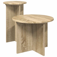 vidaXL Side Table Set 2 pcs Sonoma Oak Ø 45 x 35 cm Engineered Wood 2