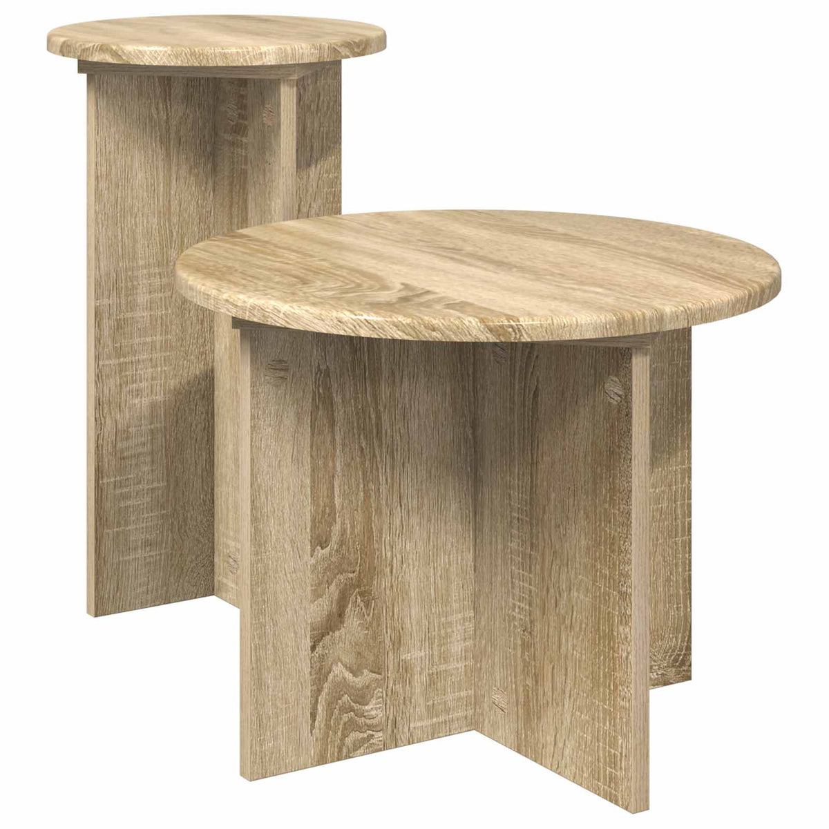 Side Table Set 2 pcs Ø 45 x 35 cm Engineered Wood Sonoma oak
