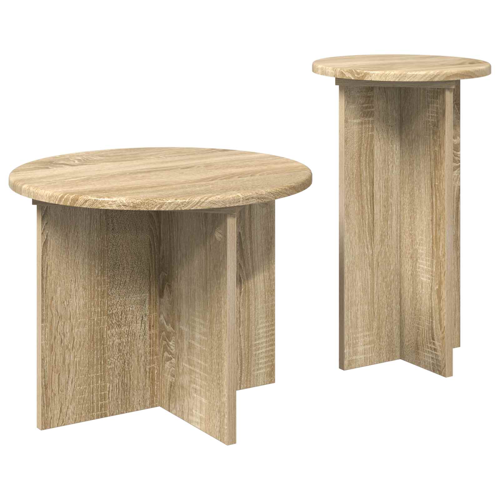 vidaXL Side Table Set 2 pcs Sonoma Oak Ø 45 x 35 cm Engineered Wood 5