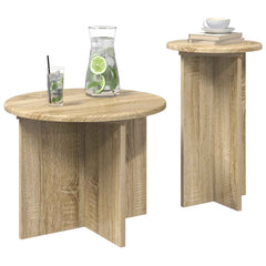 vidaXL Side Table Set 2 pcs Sonoma Oak Ø 45 x 35 cm Engineered Wood 3
