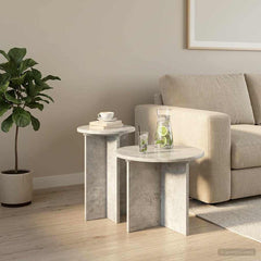 vidaXL Side Table Set 2 pcs Concrete Grey Ø 45 x 35 cm Engineered Wood 1