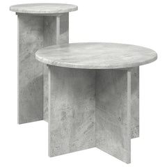 vidaXL Side Table Set 2 pcs Concrete Grey Ø 45 x 35 cm Engineered Wood 2