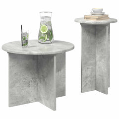 vidaXL Side Table Set 2 pcs Concrete Grey Ø 45 x 35 cm Engineered Wood 3