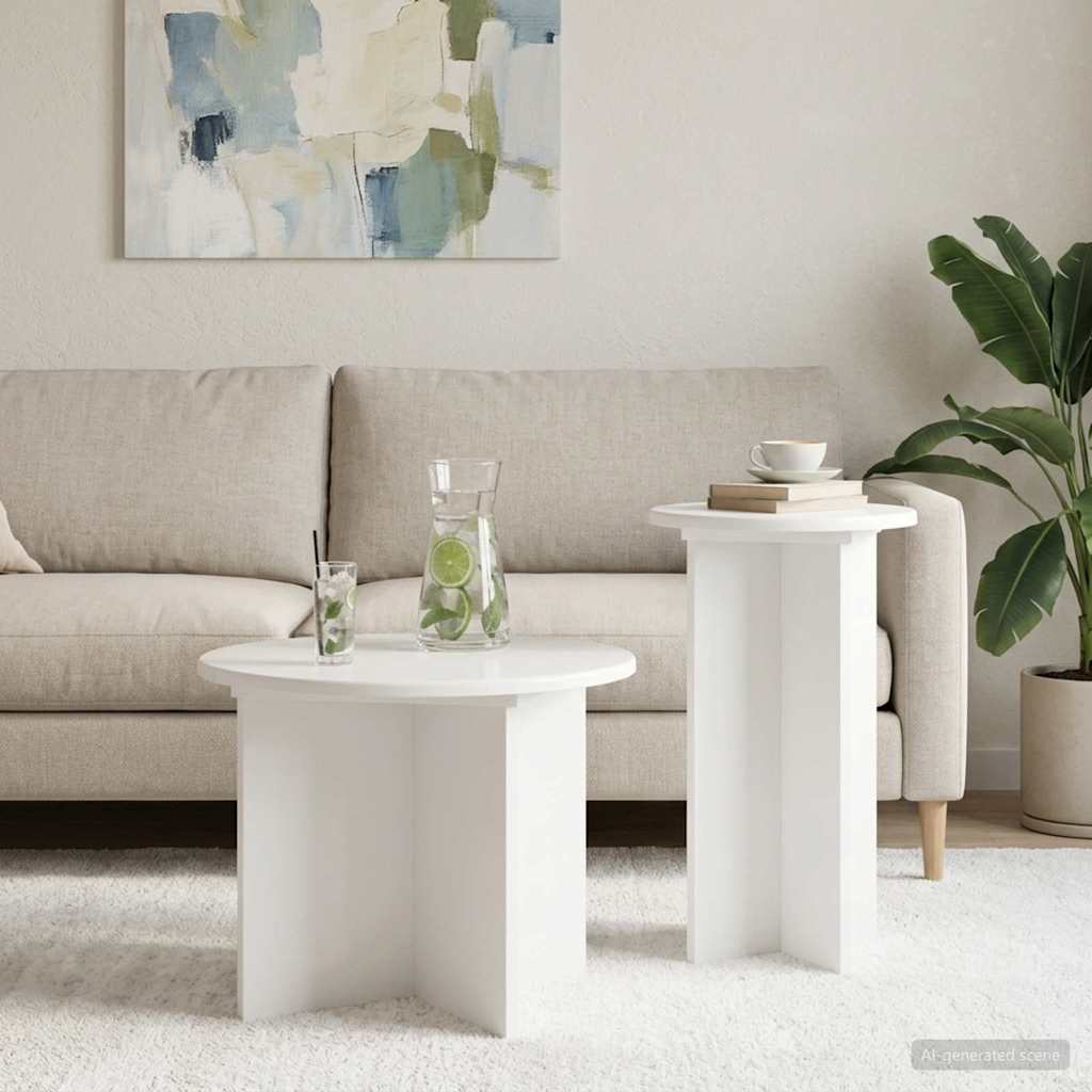 vidaXL Side Table Set 2 pcs Ø 45 x 35 cm Engineered Wood
