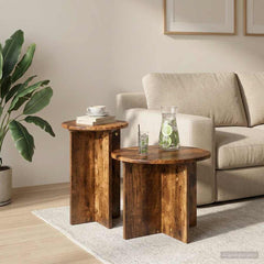 vidaXL Side Table Set 2 pcs Smoked Oak Ø 45 x 35 cm Engineered Wood 1