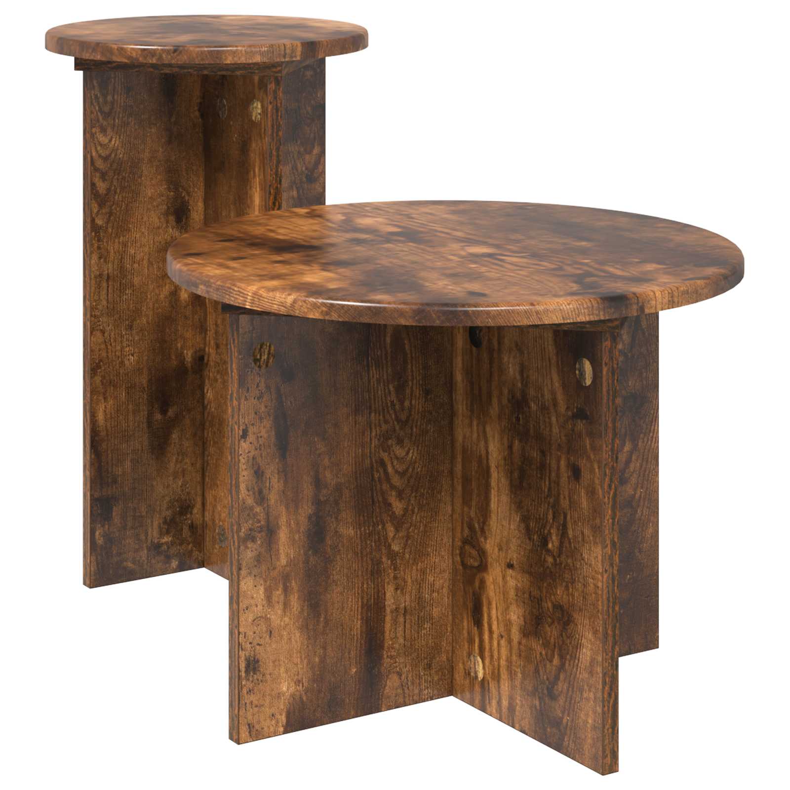 vidaXL Side Table Set 2 pcs Smoked Oak Ø 45 x 35 cm Engineered Wood 2