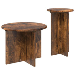 vidaXL Side Table Set 2 pcs Smoked Oak Ø 45 x 35 cm Engineered Wood 5