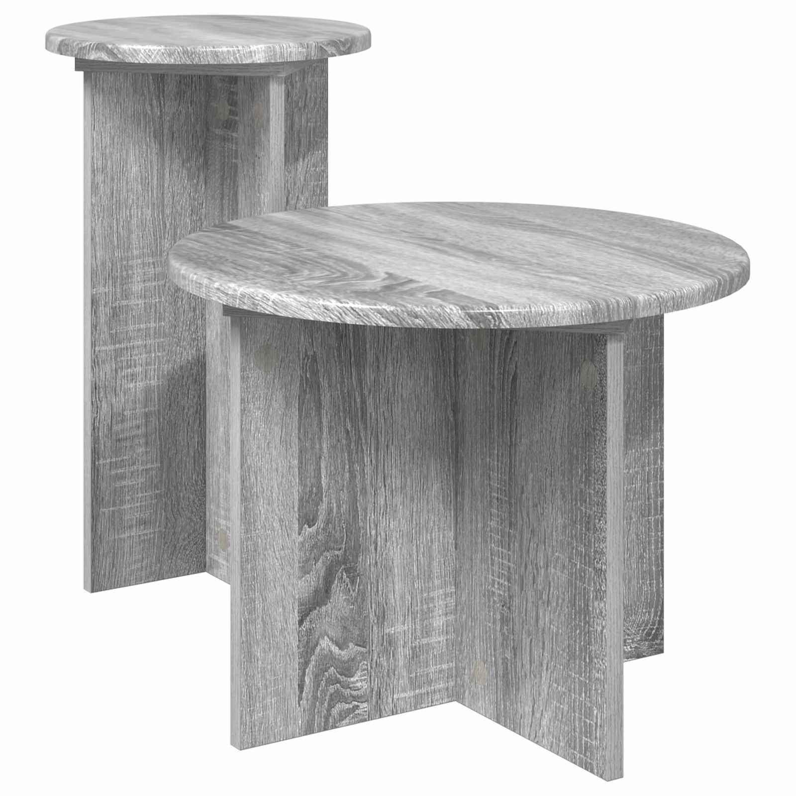 vidaXL Side Table Set 2 pcs Grey Sonoma Ø 45 x 35 cm Engineered Wood 2