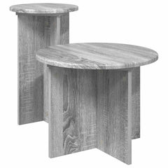 vidaXL Side Table Set 2 pcs Grey Sonoma Ø 45 x 35 cm Engineered Wood 2