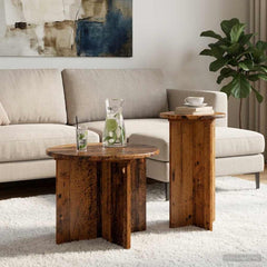 vidaXL Side Table Set 2 pcs Old Wood Ø 45 x 35 cm Engineered Wood 1