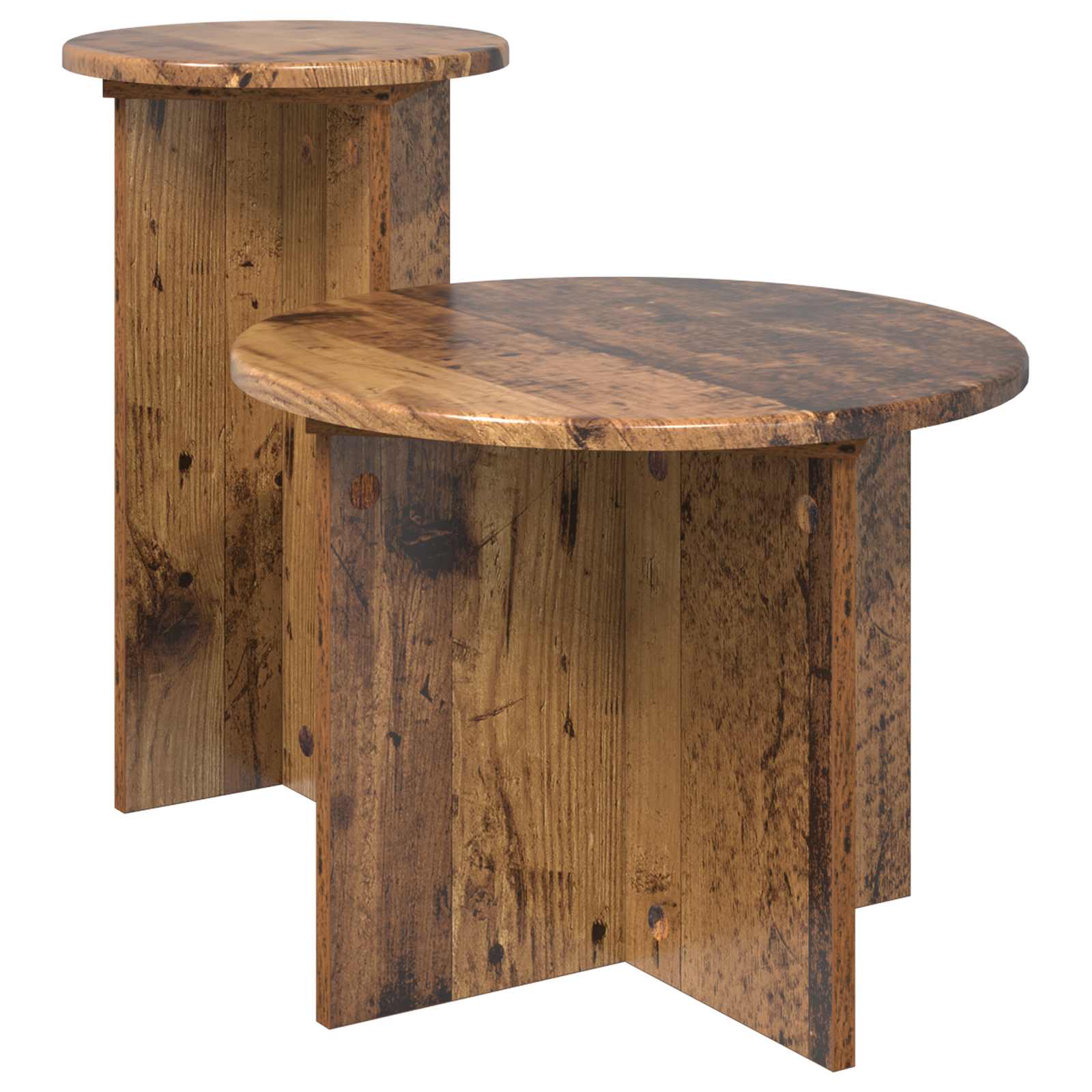 vidaXL Side Table Set 2 pcs Old Wood Ø 45 x 35 cm Engineered Wood 2