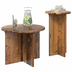 vidaXL Side Table Set 2 pcs Old Wood Ø 45 x 35 cm Engineered Wood 3